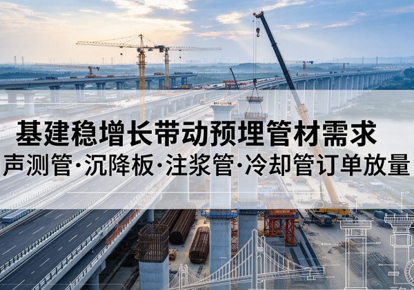 郾城基建稳增长带动预埋监测管材需求，声测管、沉降板、注浆管订单持续放量